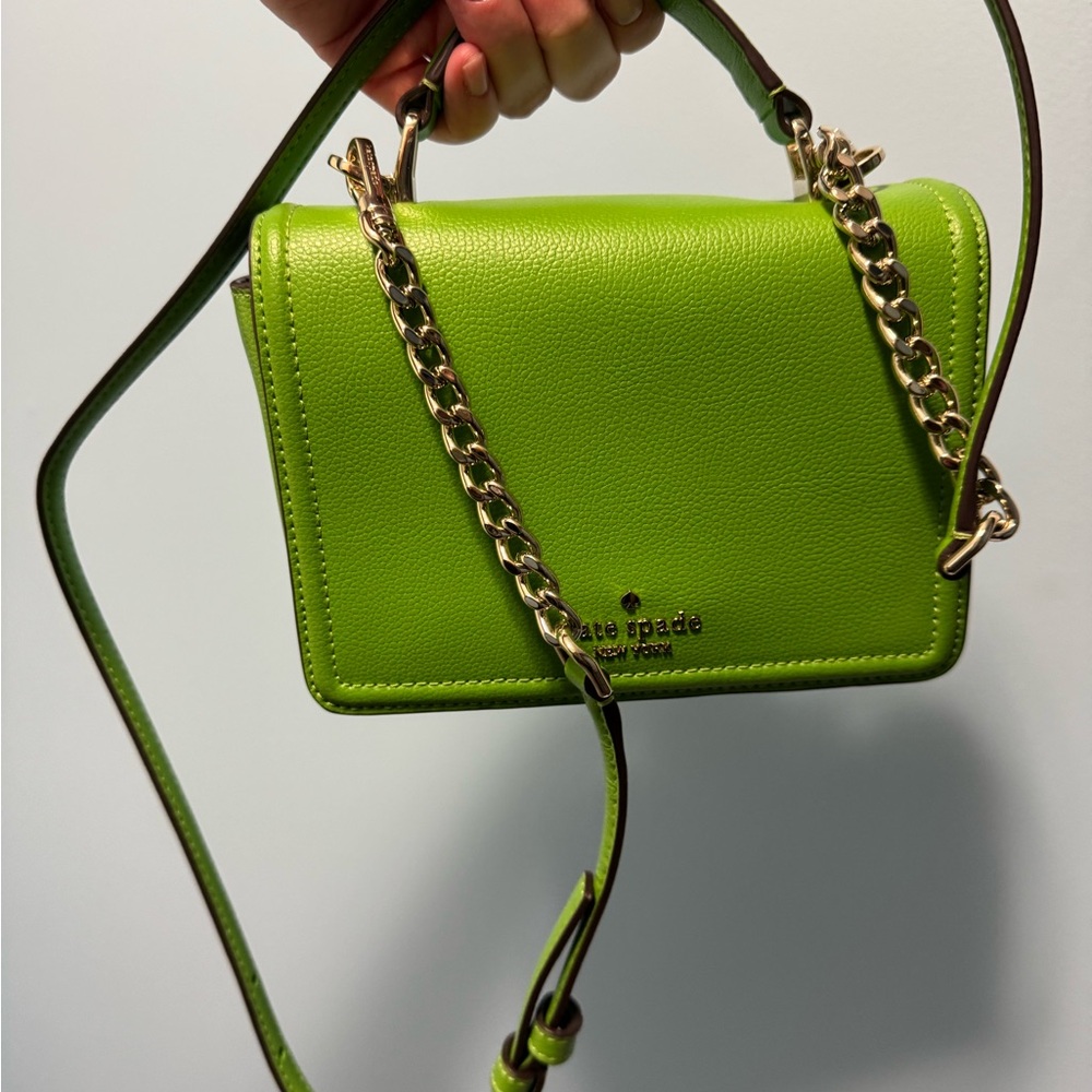 Kate Spade Green Crossbody Bag with Silver Chain
